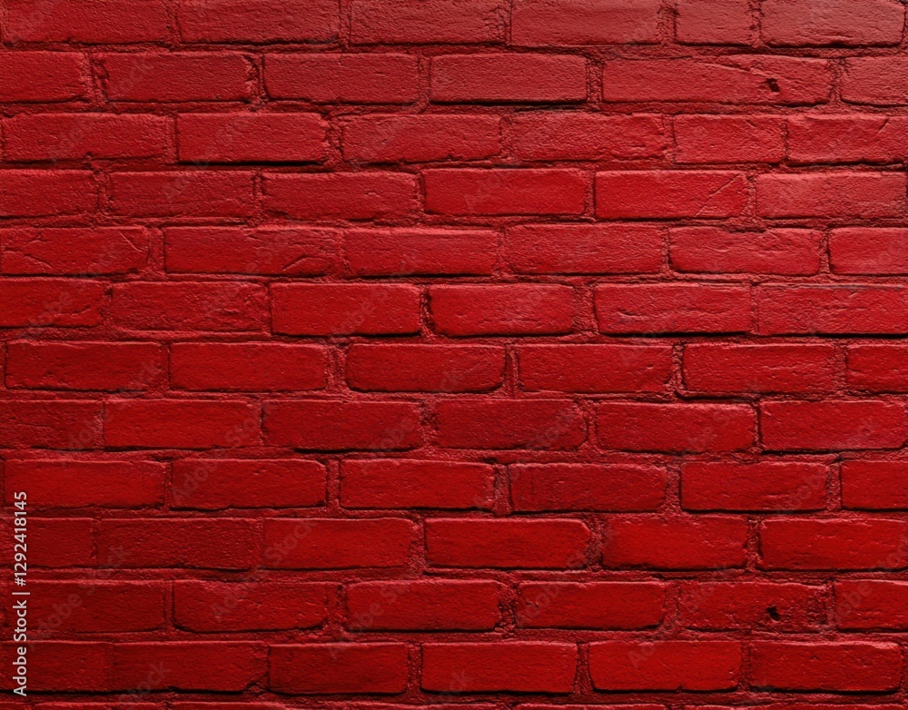 Fototapeta premium A textured red brick wall, showcasing a vibrant shade of red with visible mortar lines, creating a bold and striking background.