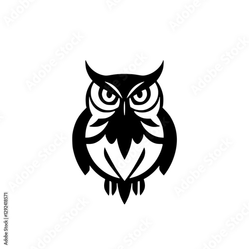Black silhouette of an owl with a stern expression.