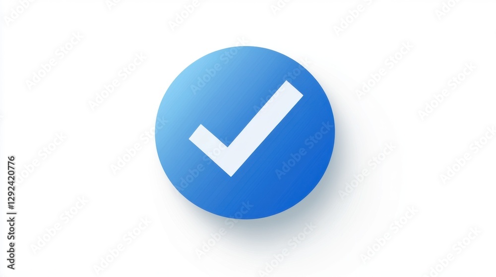 Blue Circle with a White Check Mark on a Clean Background for Verification and Approval Concept Usage Blue Circle with a White Check Mark on a Clean Background for Verification and Approval Concept Usage