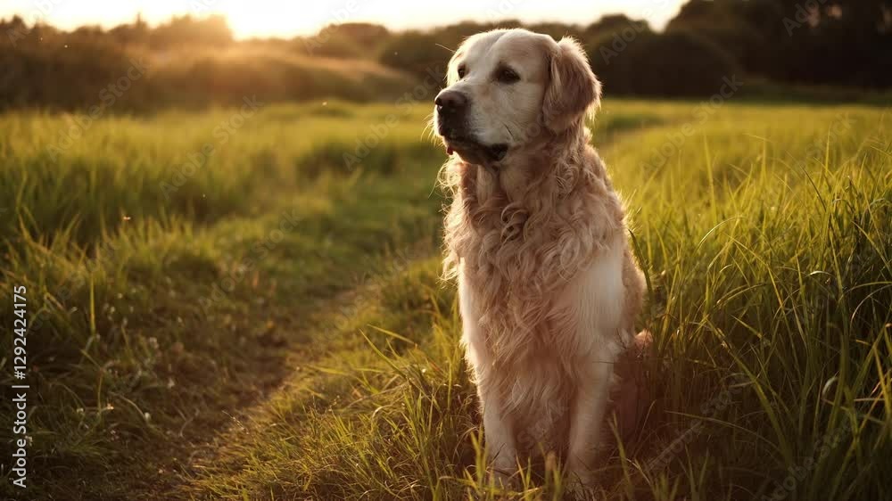 Portrait Of An Adorable Golden Retriever Dog At Sunset Portrait Of An Adorable Golden Retriever Dog At Sunset