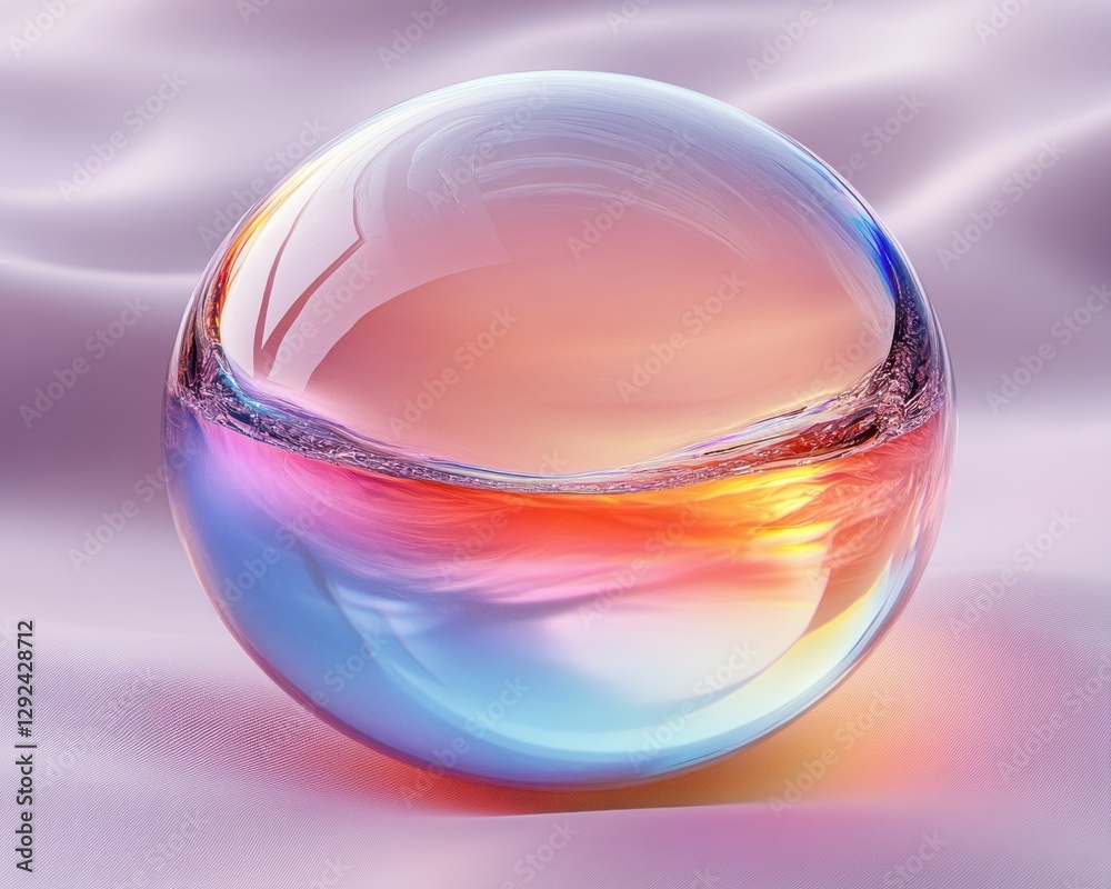 Obraz premium Futuristic Abstract Glass Circle Design Element Art Poster with Rainbow Spectrum and Iridescent Texture