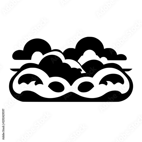 Black and white stylized abstract representation of clouds.