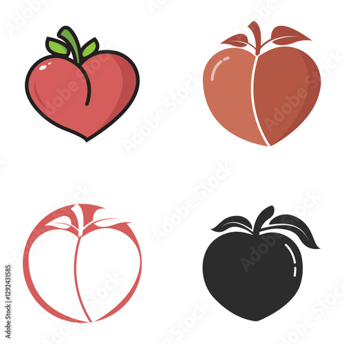 Peach fruit illustration logo design