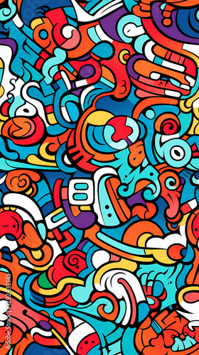 Wallpaper Mural stunning doodle mania graffiti pattern geometric shapes design poster background Torontodigital.ca