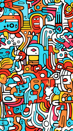 stunning doodle mania graffiti pattern geometric shapes design poster background