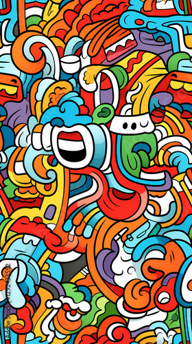 stunning doodle mania graffiti pattern geometric shapes design poster background