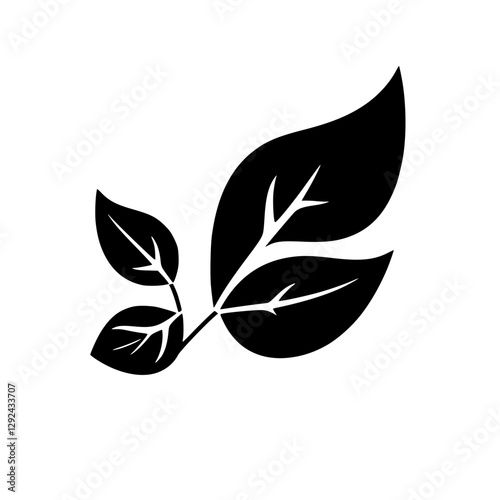 A minimalist study of black leaf silhouettes on a white background.