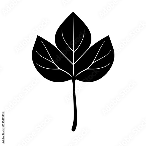 Minimalist black-and-white drawing of a leaf with three broad lobes.