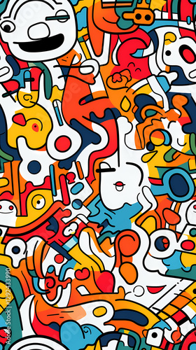 stunning doodle mania graffiti pattern geometric shapes design poster background