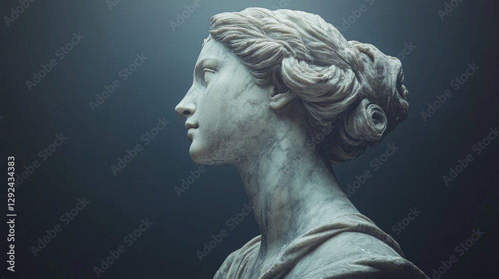 Renaissance Marble Bust of David Sculpture 3D Rendering Renaissance Marble Bust of David Sculpture 3D Rendering