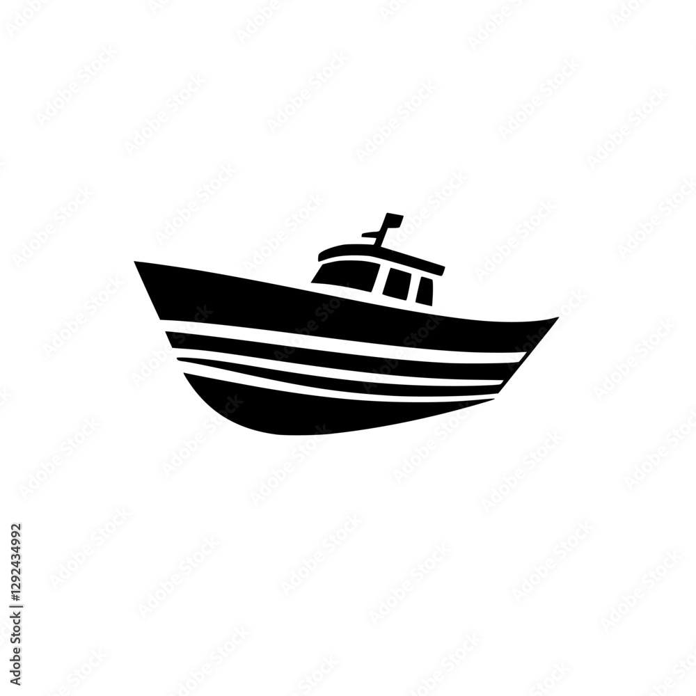 Black-and-white vector illustration of a stylized boat. Black-and-white vector illustration of a stylized boat.