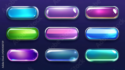 Wallpaper Mural Heart Icon Game UI Set Of Long Futuristic Buttons Or Bars  Blue Purple Green Color With Silver Border Cute Colorful Cartoon Vector Design Torontodigital.ca