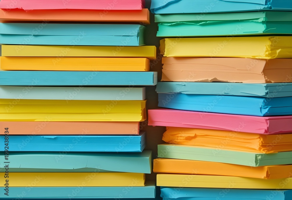 A stack of colorful sticky notes neatly arranged. Vibrant hues stand out against a clean background. Simple and organized, ideal for office, study, or productivity themes. A stack of colorful sticky notes neatly arranged. Vibrant hues stand out against a clean background. Simple and organized, ideal for office, study, or productivity themes.