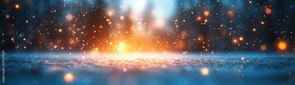 Obraz premium Winter Wonderland with Falling Snowflakes and Bokeh Lights