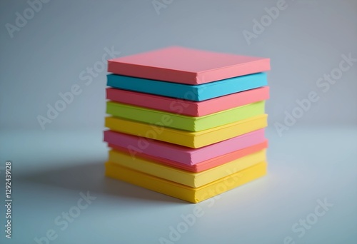 A stack of colorful sticky notes neatly arranged. Vibrant hues stand out against a clean background. Simple and organized, ideal for office, study, or productivity themes.