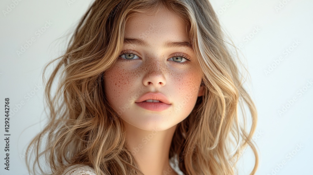 Natural Beauty Portrait of a Young Woman with Freckles and Soft Hair Natural Beauty Portrait of a Young Woman with Freckles and Soft Hair