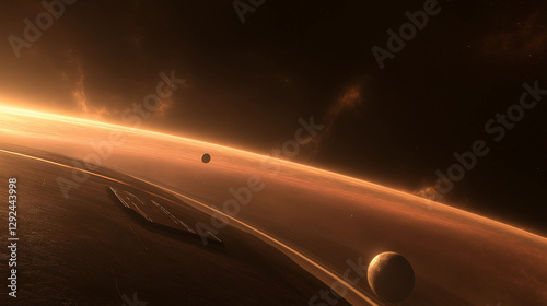 Alien planetary scene with multiple moons
