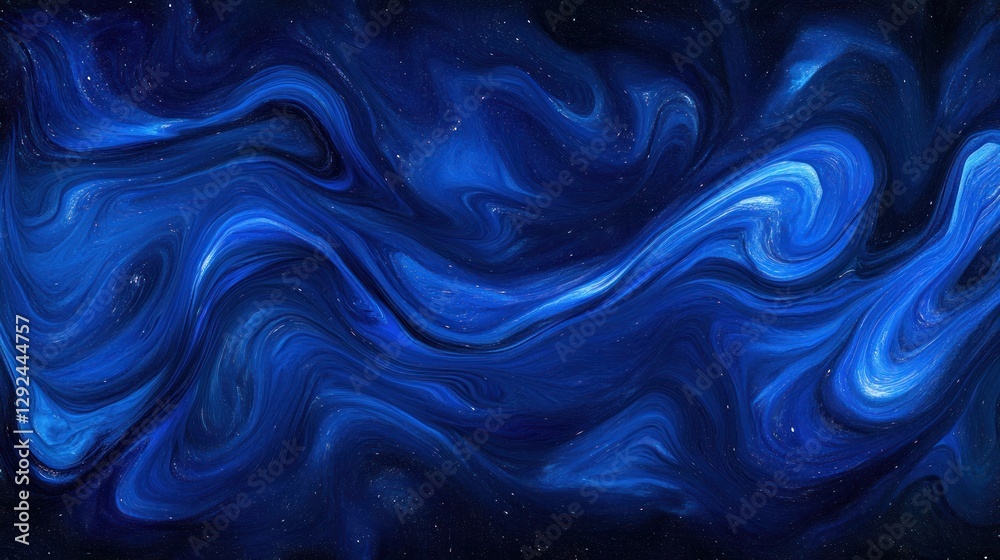 Obraz premium Abstract Blue Swirling Galaxy Paint Texture Background