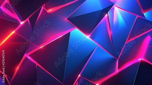 Wallpaper Mural A digital abstract pattern with angular geometric shapes and neon edges, symbolizing high-tech precision and advancement. Torontodigital.ca
