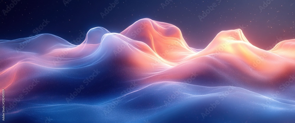 Obraz premium Futuristic Abstract Design Flowing Blue Light Waves Motion Blur Dynamic Pattern Illustration