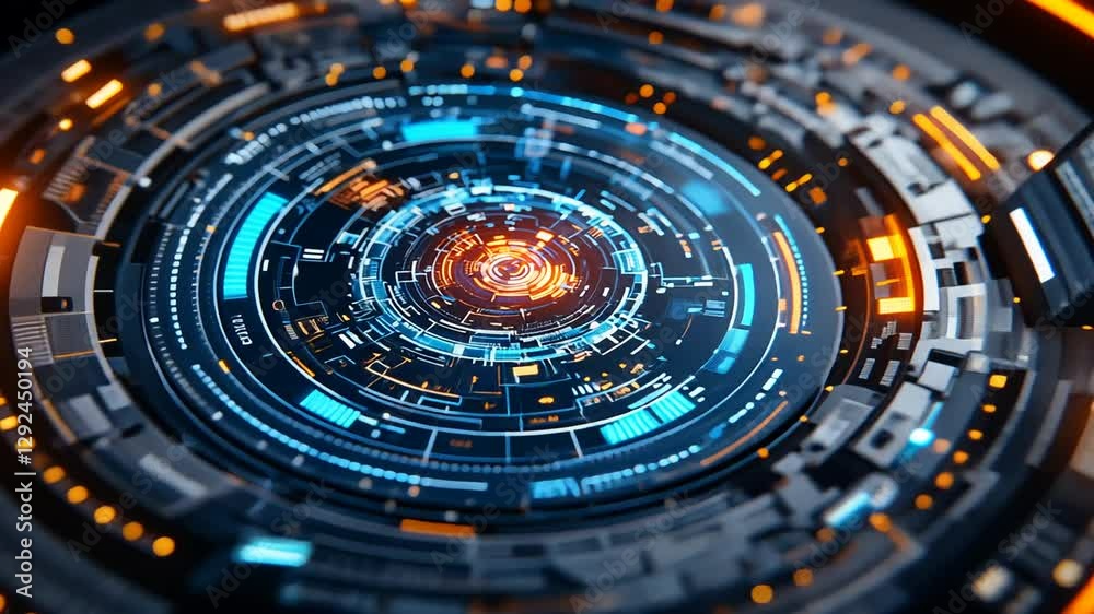 Circular, futuristic, technological interface Circular, futuristic, technological interface