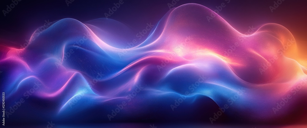 Fototapeta premium Abstract Wave Line Illustration with Particle Dots and Motion Pattern in Vibrant Blue and Purple Background