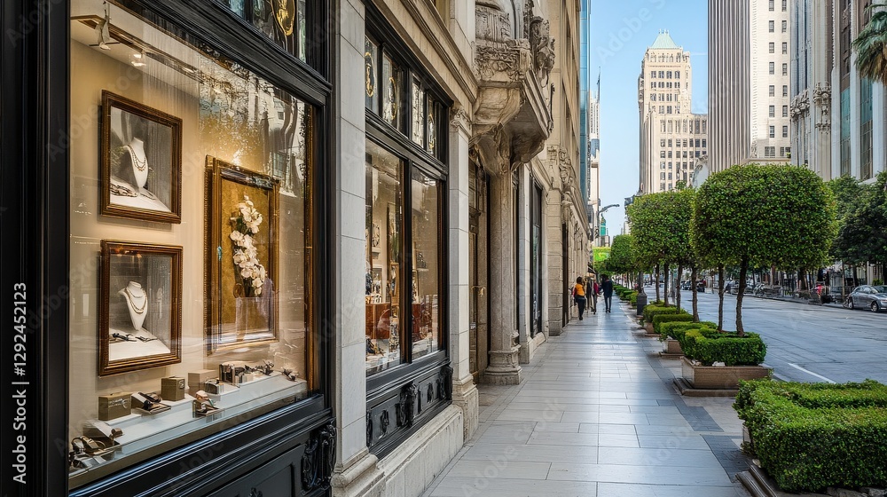 Fototapeta premium Elegant Boutique Shops with Stylish Window Displays