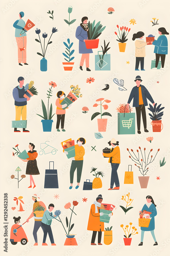 Fototapeta premium Heartwarming Depictions Of Various Random Acts Of Kindness