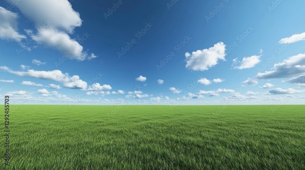 Lush green field, sunny sky, cloudscape, idyllic landscape, nature background, website banner Lush green field, sunny sky, cloudscape, idyllic landscape, nature background, website banner
