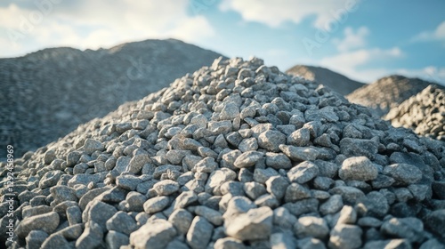 Gravel pile, quarry, construction, sunlight, stones, landscape, industry, background, texture, materials