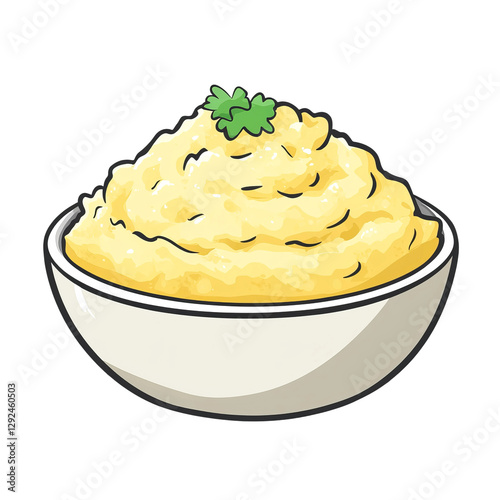  cartoon-style illustration of cottage cheese in a bowl