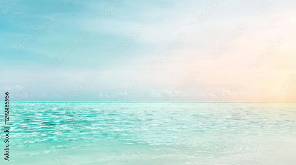 Obraz premium Serene seascape at dawn with soft pastel colors reflecting on calm waters and gentle clouds