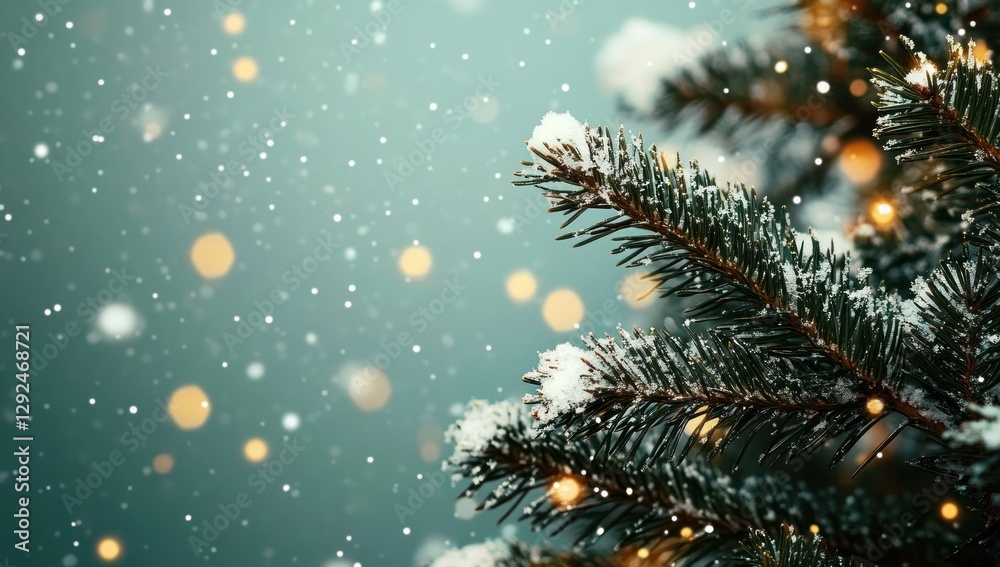Christmas Banner Design with Pine Tree and Teal Background for Holiday Decor and Celebration Christmas Banner Design with Pine Tree and Teal Background for Holiday Decor and Celebration