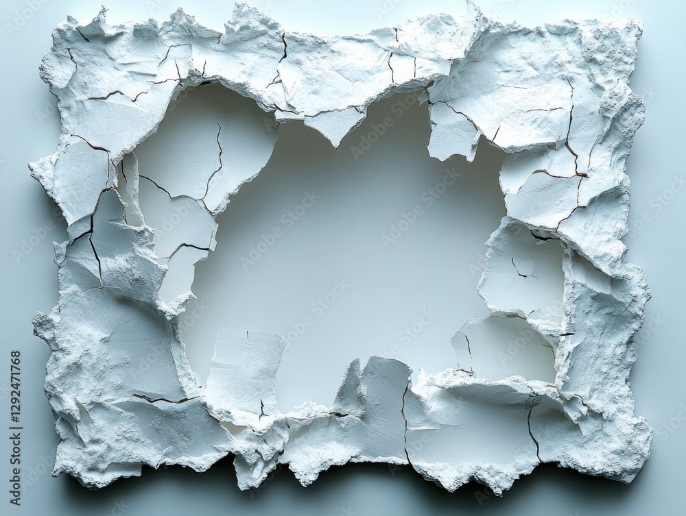 Obraz premium Fractured Square Frame on White Wall Abstract Background