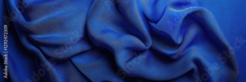 Royal Blue Silk Drape Luxurious Soft Fabric Texture Background
