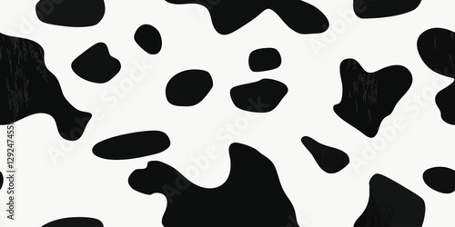 Classic cow print seamless pattern. Black and white animal print repeat background for fashion, textile, packaging, and more