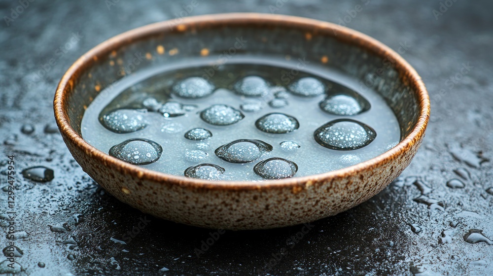 Water bubbles bowl, dark surface, spa, serenity Water bubbles bowl, dark surface, spa, serenity