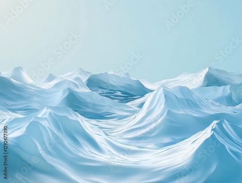 Serene Blue Abstract Landscape Soft Waves Minimalist Style