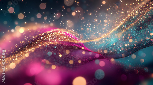 Abstract Colorful Wave with Bokeh Lights Background

