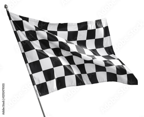 One racing checkered flag isolated on white
