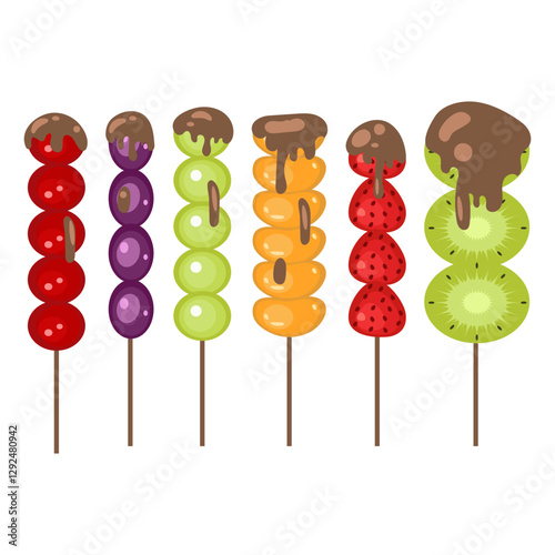 Blissful Fruit Stick Covered Chocolate Clipart for Stylish Events Design Bundle