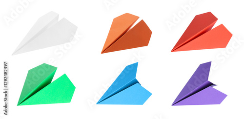 Free Download Paper planes in different colors on white background, set - GFXLoad