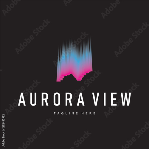 aurora logo view concept design simple minimalist illustration of beautiful sky nature scenery template