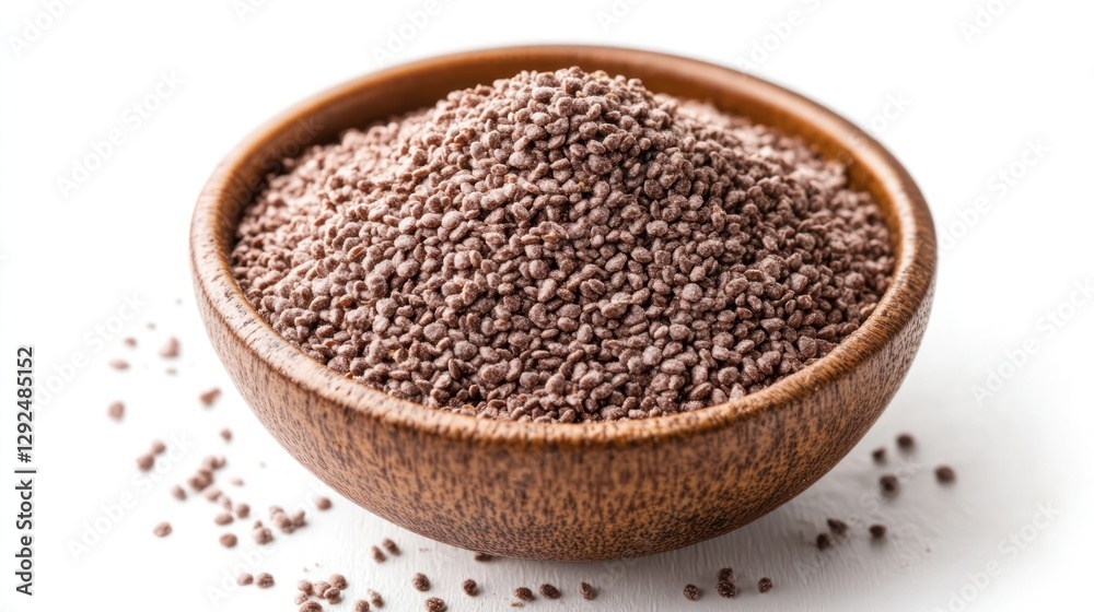 Chia seeds bowl, white background, healthy food, supplement, nutrition Chia seeds bowl, white background, healthy food, supplement, nutrition