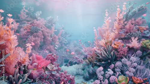 Dreamlike Underwater Coral Reef: A Pastel Paradise photo