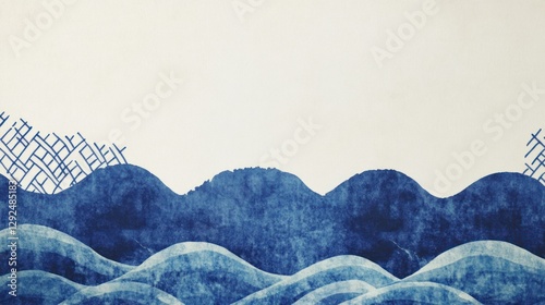 Serene Blue Watercolor Waves Abstract Landscape Design