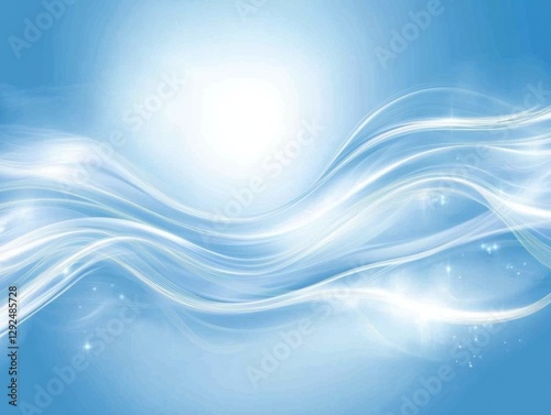 Serene Blue Waves Abstract Background Glowing Lines Soft Light Design