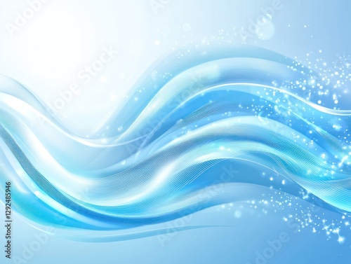 Serene Blue Waves Abstract Background Glowing Lines Sparkle Design