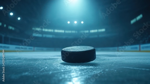 Hockey puck arena spotlight game ice rink sport