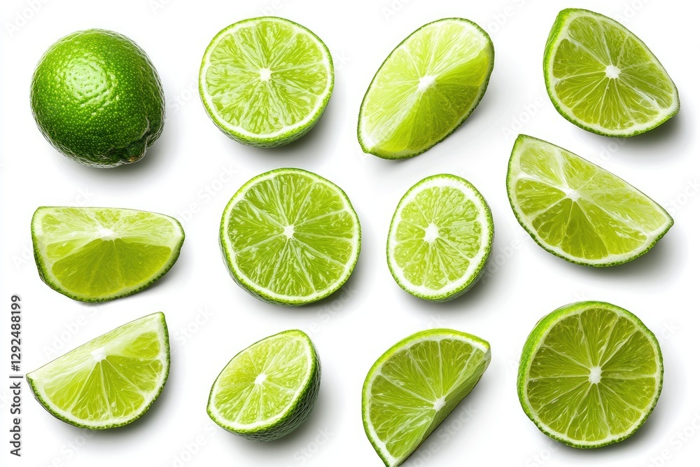 High Definition View of Collection of White Slice of Lime Isolated on a White Background High Definition View of Collection of White Slice of Lime Isolated on a White Background